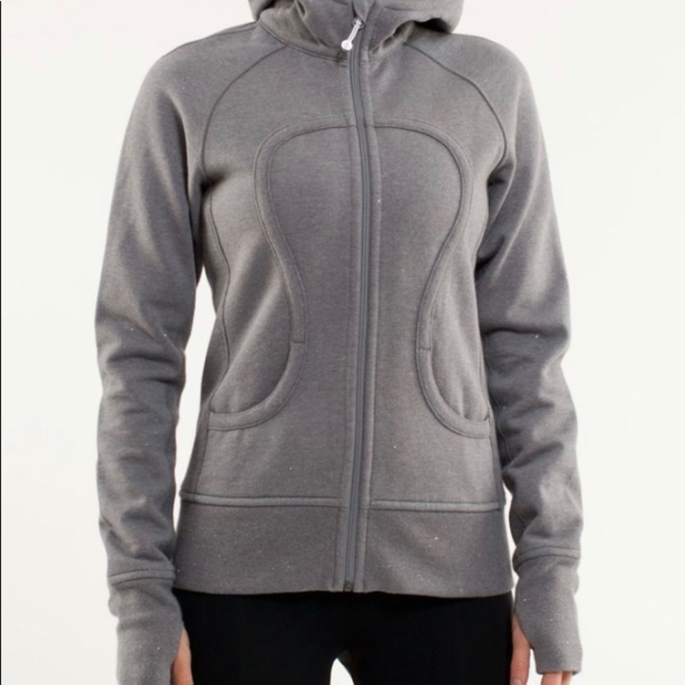 Lululemon scuba Hoodie grey striped Sz M